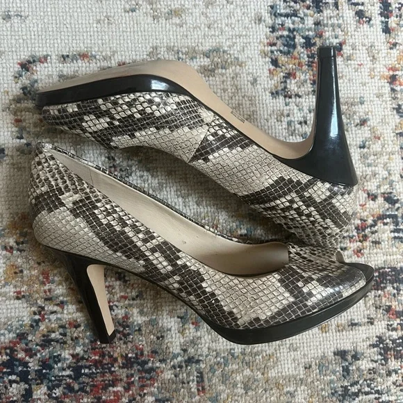 Anne Klein Women's Snakeskin Peep Toe Heels - Picture 2 of 11